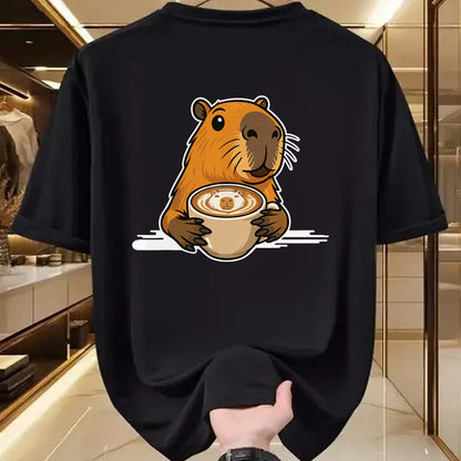 Cute Capybara Shirt, Funny Capybara Unisex T-Shirt/Hoodie/Sweatshirt HLT00 - Capybara Coffee Lover Latte Art Funny Capybara T-Shirt