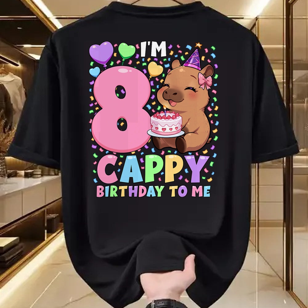 Cute Capybara Shirt, Funny Capybara UnisexT-Shirt/Hoodie/Sweatshirt HLT00 - Capybara Birthday Shirt 8 Kawaii Girl Capybara 8th Birthday T-Shirt