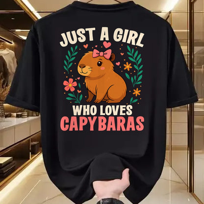 Cute Capybara Shirt, Funny Capybara Unisex T-Shirt/Hoodie/Sweatshirt HLT00 - Just a Girl Who Loves Capybaras Cute Rodent Animal T-Shirt