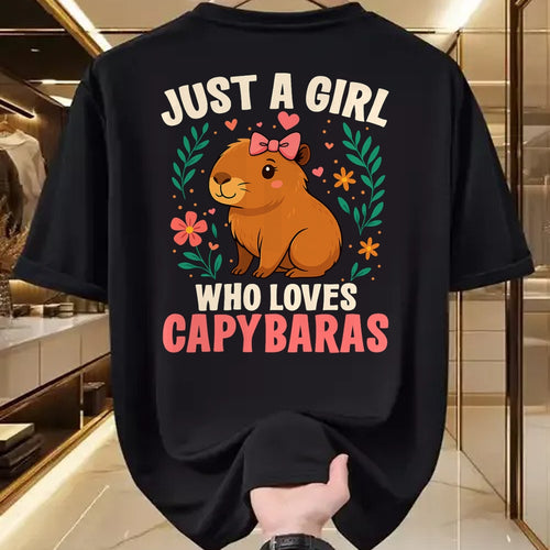 Cute Capybara Shirt, Funny Capybara Unisex T-Shirt/Hoodie/Sweatshirt HLT00 - Just a Girl Who Loves Capybaras Cute Rodent Animal T-Shirt