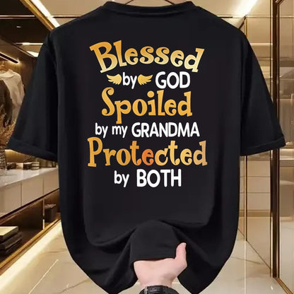 Best Wife Shirt, Wife and Husband Unisex T-Shirt/Hoodie/Sweatshirt HLT00 - Blessed By God Spoiled By My Grandma Grandson Granddaughter T-Shirt (1)