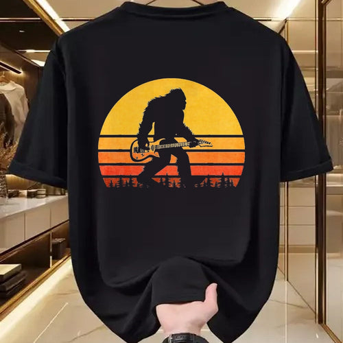 Guitar Lover Shirt, Funny Guitar UnisexT-Shirt/Hoodie/Sweatshirt HLT00 - Retro Bigfoot Guitar T-Shirt, Vintage Sasquatch Rocker Tee T-Shirt, Men, Black, 3X-Large