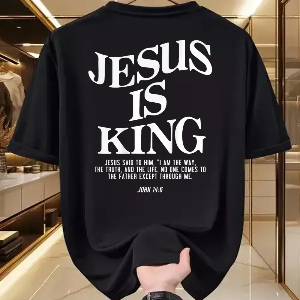 Christian Tee, Christian Faith Unisex T-Shirt/Hoodie/Sweatshirt HLT00 - Jesus Is King Jesus John 146 Costume Christian (On Back) T-Shirt