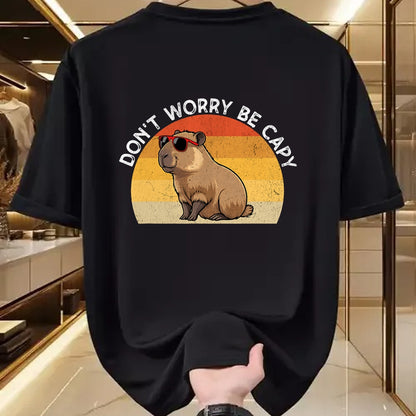 Cute Capybara Shirt, Funny Capybara Unisex T-Shirt/Hoodie/Sweatshirt HLT00 - Don_t Worry Be Capy Retro Capybara T-Shirt