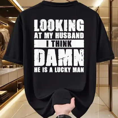 Best Wife Shirt, Wife and Husband Unisex T-Shirt/Hoodie/Sweatshirt HLT00 - Gift for wife T shirt, lucky wife   He is a Lucky Husband - Anniversary Gift - Man & Wife T-Shirt