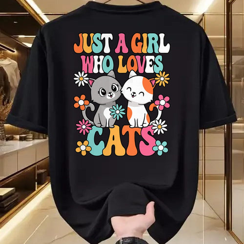 Cat Love Shirt, Funny Cat Lover Gift UnisexT-Shirt/Hoodie/Sweatshirt HLT00 - Just A Girl Who Loves Cats Cute Cat Lover Kitten Girls Kids T-Shirt (1)