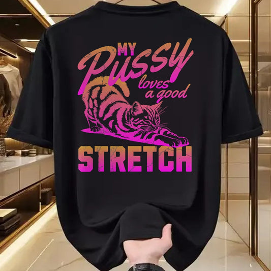 Cat Love Shirt, Funny Cat Lover Gift UnisexT-Shirt/Hoodie/Sweatshirt HLT00 - My Pussy Love A Good Stretch Funny Vintage T-Shirt (1)
