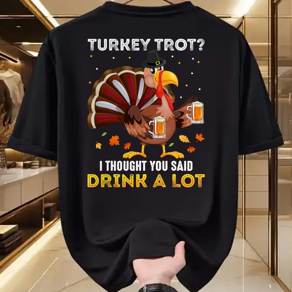 Best Thanksgiving Family Shirt , Funny Thanksgiving UnisexT-Shirt/Hoodie/Sweatshirt HLT00 - Turkey Trot Squad Running Drinking Matching Thanksgiving T-Shirt