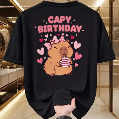 Cute Capybara Shirt, Funny Capybara UnisexT-Shirt/Hoodie/Sweatshirt HLT00 - Capybara Birthday Girl Cute Capybara Animal Lovers Bow Party T-Shirt