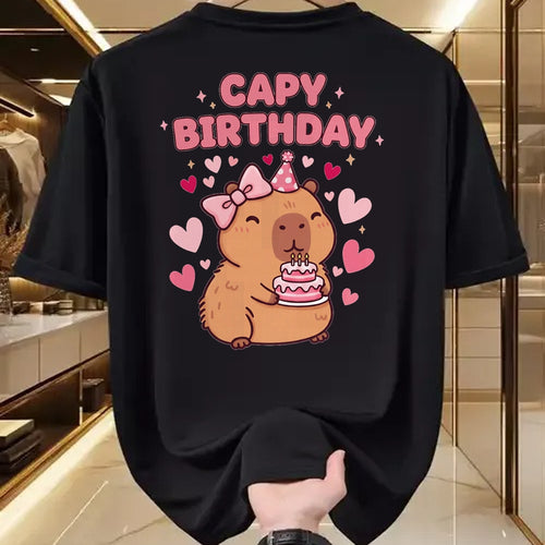 Cute Capybara Shirt, Funny Capybara UnisexT-Shirt/Hoodie/Sweatshirt HLT00 - Capybara Birthday Girl Cute Capybara Animal Lovers Bow Party T-Shirt
