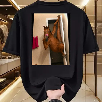 Best Horse Lover Shirt , Funny Horse UnisexT-Shirt/Hoodie/Sweatshirt HLT00 - Horse Selfie Meme Weird Door Pose T-Shirt