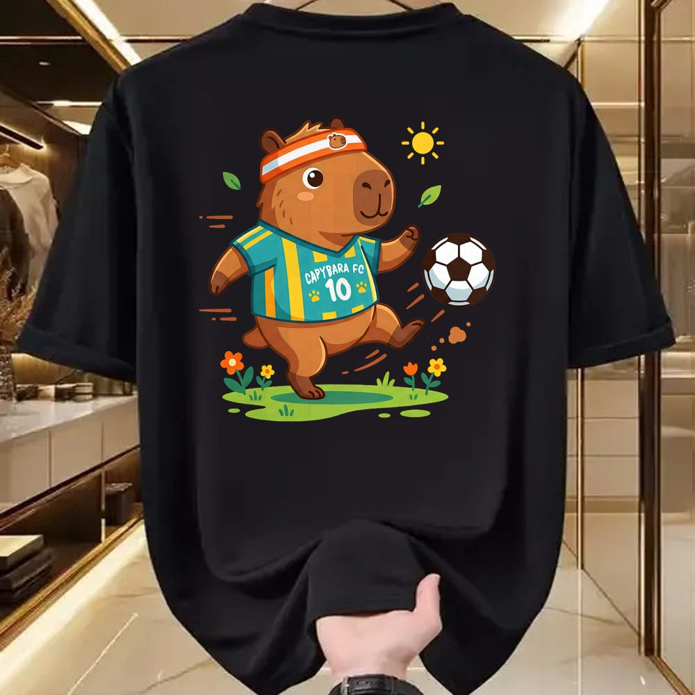 Cute Capybara Shirt, Funny Capybara Unisex T-Shirt/Hoodie/Sweatshirt HLT00 - Capybara Soccer Player Headband Funny Animal Sports Fan T-Shirt