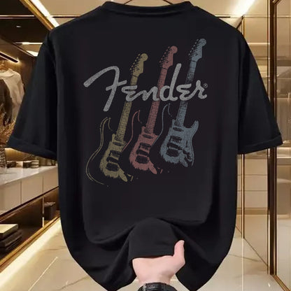 Guitar Lover Shirt, Funny Guitar UnisexT-Shirt/Hoodie/Sweatshirt HLT00 - Fender Stacked Guitar Faded Logo T-Shirt