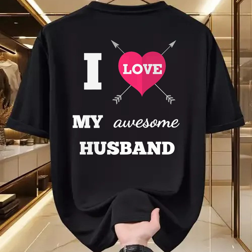 Best Wife Shirt, Wife and Husband Unisex T-Shirt/Hoodie/Sweatshirt HLT00 - I Love My Awesome Husband Shirt Heart & Arrow Cool Wife Tee T-Shirt (1)