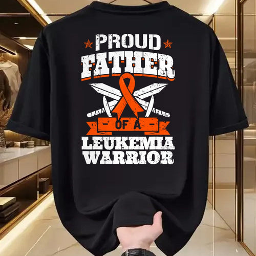 Gift for Dad Shirt, Funny Dad Unisex T-Shirt/Hoodie/Sweatshirt HLT00 – Proud Father Of A Leukemia Warrior Dad Awareness Ribbon T-Shirt