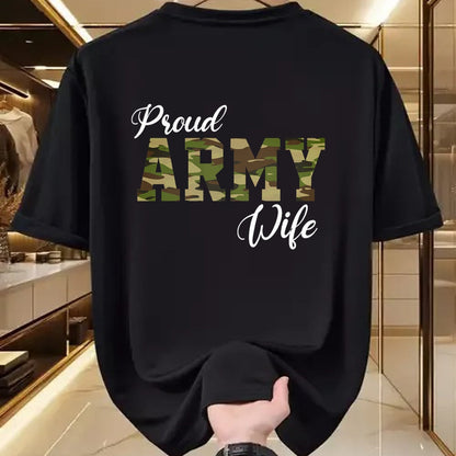 Best Wife Shirt, Wife and Husband Unisex T-Shirt/Hoodie/Sweatshirt HLT00 - Gift for wife T shirt, lucky wife   Proud Army Wife For Military Wife Of A Brave US Soldier T-Shirt