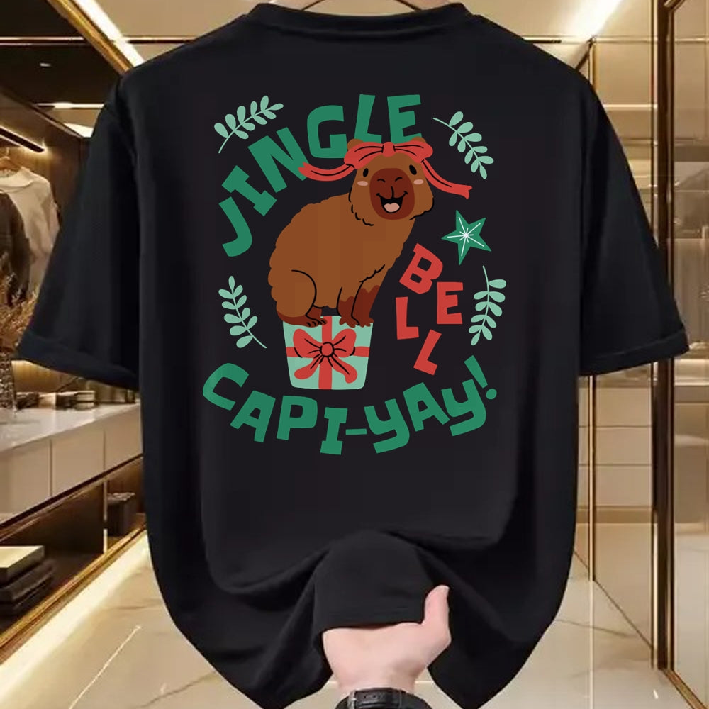 Cute Capybara Shirt, Funny Capybara Unisex T-Shirt/Hoodie/Sweatshirt HLT00 - Festive Capybara Long Sleeve T-Shirt