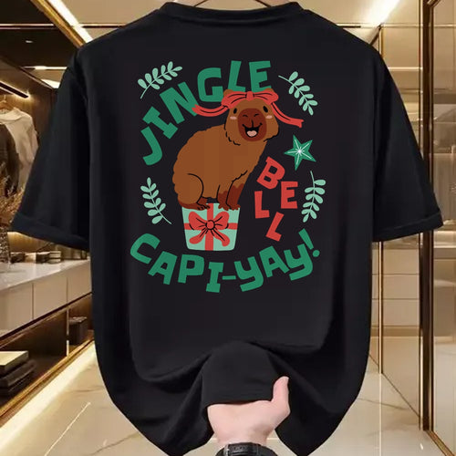 Cute Capybara Shirt, Funny Capybara Unisex T-Shirt/Hoodie/Sweatshirt HLT00 - Festive Capybara Long Sleeve T-Shirt