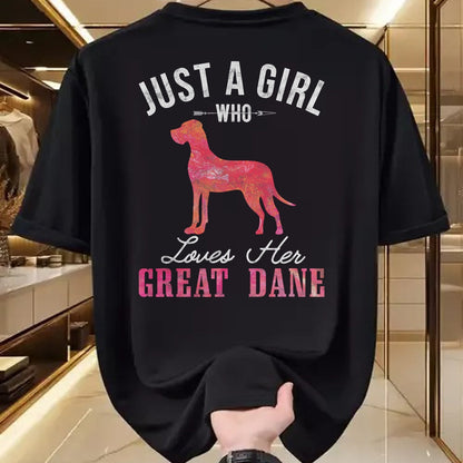 Dog Love Shirt, Dog Lover Gift T-Shirt/Hoodie/Sweatshirt HLT00 - Just A Girl Who Loves Her Great Dane Dog Owner Gift T-Shirt