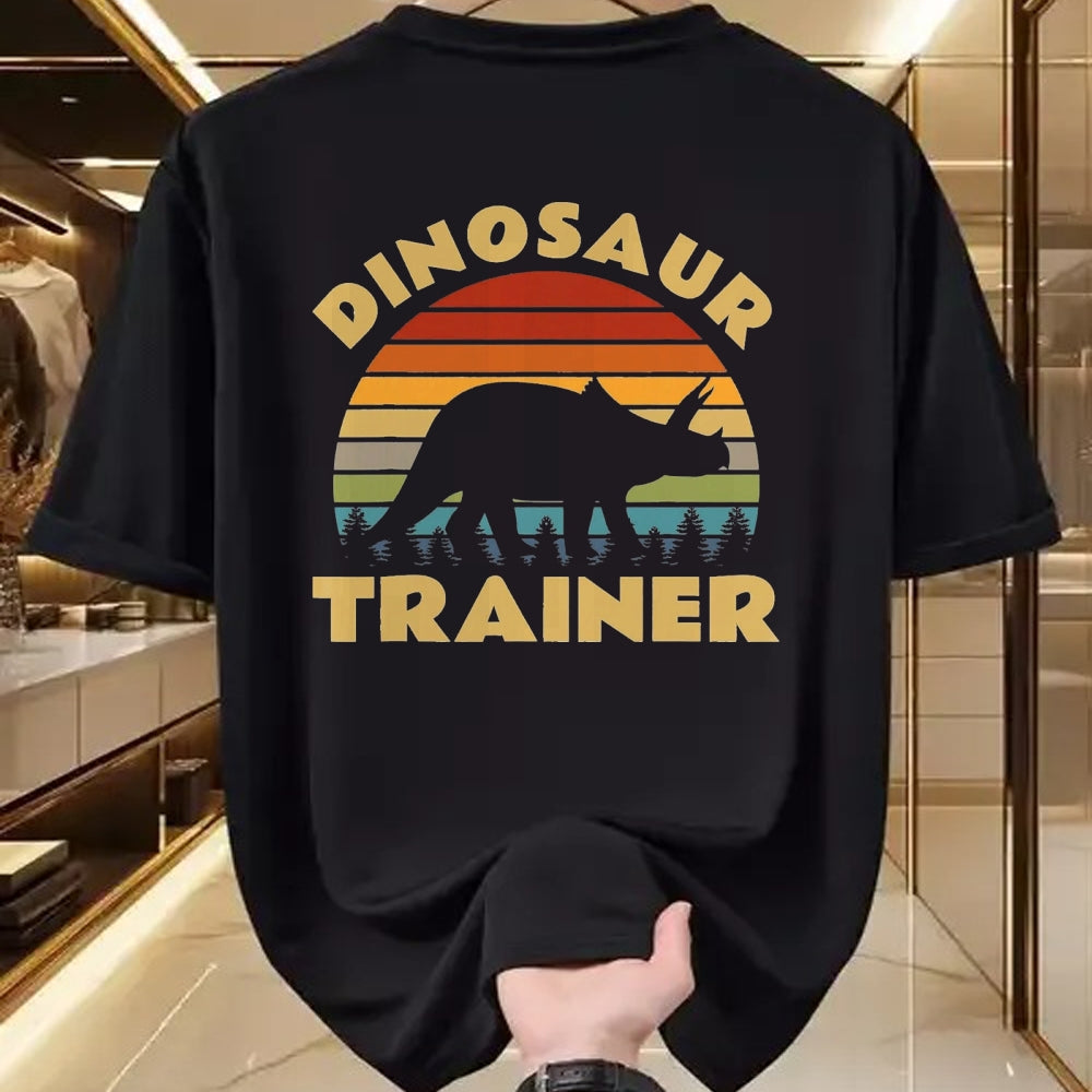 Best Dinosaur Lover Shirt, Funny Dinosaur UnisexT-Shirt/Hoodie/Sweatshirt HLT00 - Dinosaur Trainer Halloween Costume Retro Sunset Dino Outline T-Shirt, Men, Black, 3X-Large