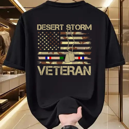Proud Veteran Shirt, Funny Veteran UnisexT-Shirt/Hoodie/Sweatshirt HLT00 - Patriotic Desert Storm Veteran Distressed Flag US Camouflage T-Shirt