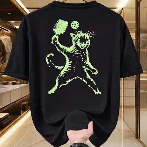 Funny Pickleball Shirt, Pickleball Lover Unisex T-Shirt/Hoodie/Sweatshirt HLT00 - Cat Pickleball T-Shirt, Men, Black, 3X-Large