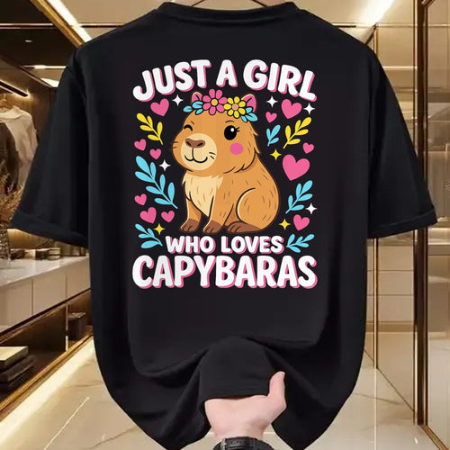 Cute Capybara Shirt, Funny Capybara Unisex T-Shirt/Hoodie/Sweatshirt HLT00 - Cute Rodent Animal Just a Girl who loves Capybaras T-Shirt