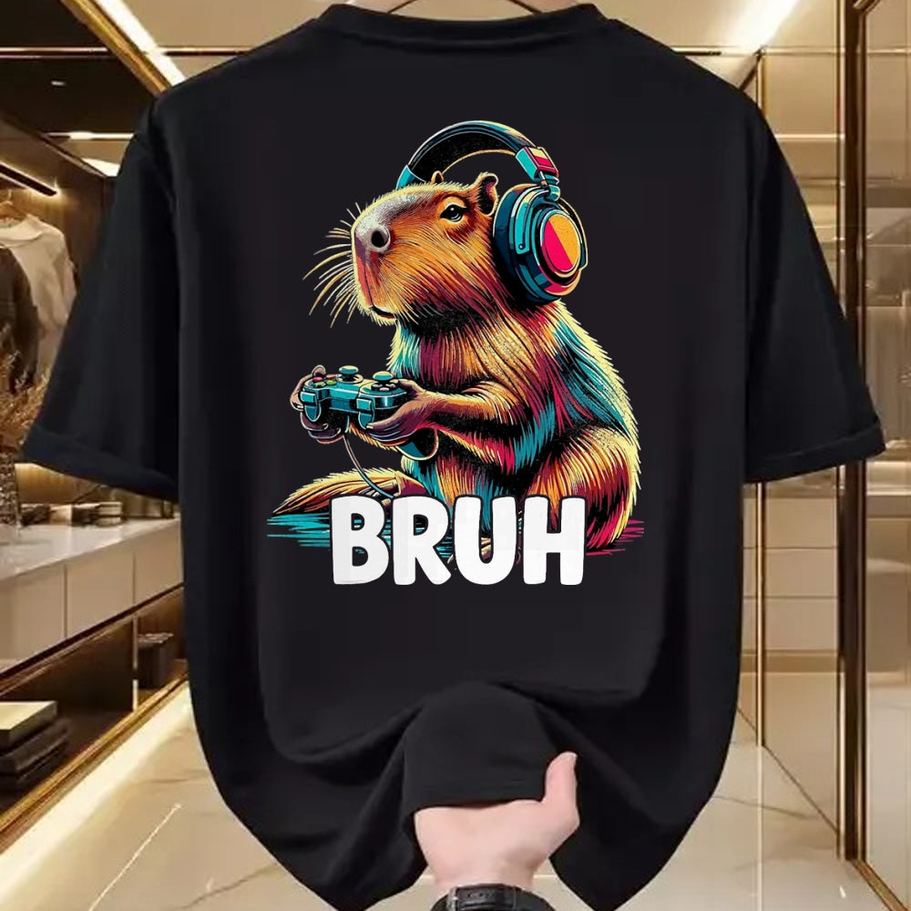 Cute Capybara Shirt, Funny Capybara UnisexT-Shirt/Hoodie/Sweatshirt HLT00 - Bruh Capybaras Funny Video Games Capybara T-Shirt, Men, Black, 3X-Large