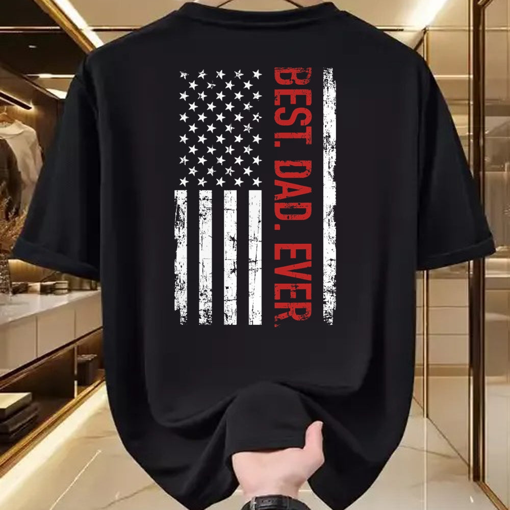 Gift for Dad Shirt, Funny Dad Unisex T-Shirt/Hoodie/Sweatshirt HLT00 – Best dad ever US american flag gift for father_s day Short Sleeve T-Shirt