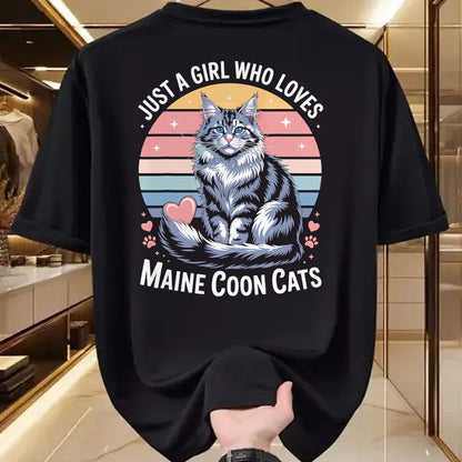 Cat Love Shirt, Funny Cat Lover Gift UnisexT-Shirt/Hoodie/Sweatshirt HLT00 - Just a Girl who Loves Maine Coon Cats T-Shirt