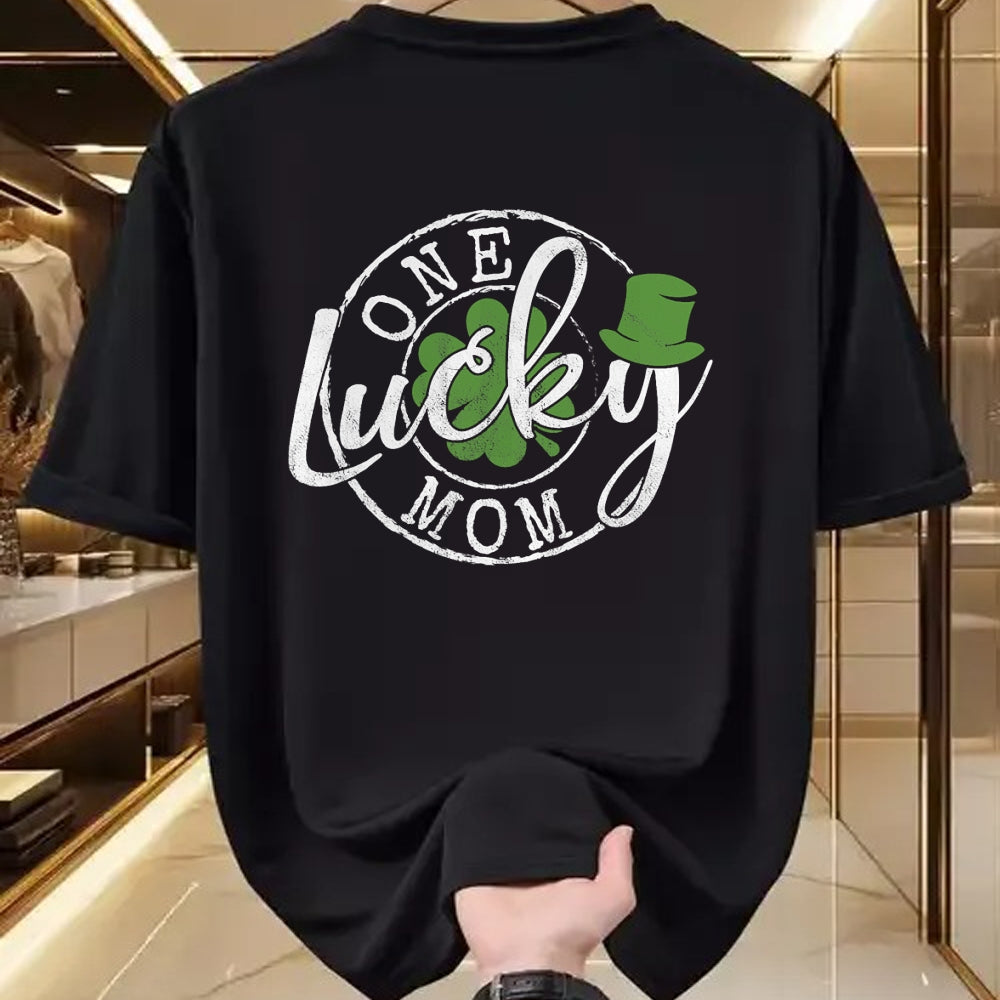 Gift for Mom Shirt, Funny Mom Unisex T-Shirt/Hoodie/Sweatshirt HLT00 - One Lucky Mom Funny Mother Irish Clovers St Patricks Day T-Shirt