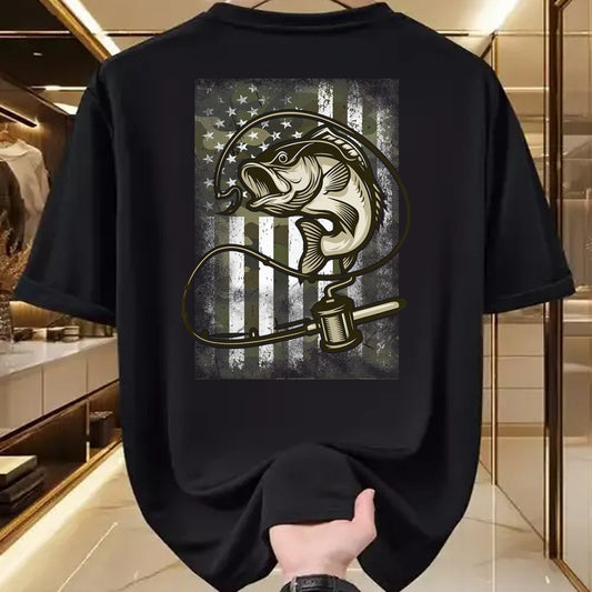Funny Fishing Shirt, Gift For Fishing Lover Unisex T-Shirt/Hoodie/Sweatshirt HLT00 - Vintage Fishing Camouflage American Flag Bass Fish Camo Men T-Shirt