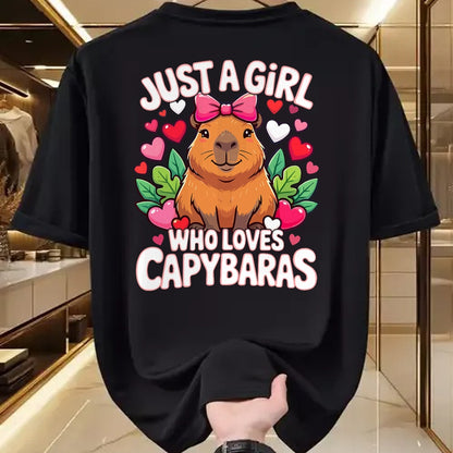 Cute Capybara Shirt, Funny Capybara Unisex T-Shirt/Hoodie/Sweatshirt HLT00 - Capybara Cute Just a Girl who Loves Capybaras T-Shirt (1)