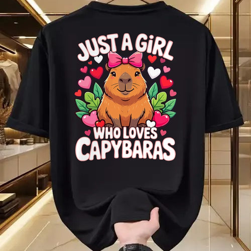 Cute Capybara Shirt, Funny Capybara Unisex T-Shirt/Hoodie/Sweatshirt HLT00 - Capybara Cute Just a Girl who Loves Capybaras T-Shirt (1)