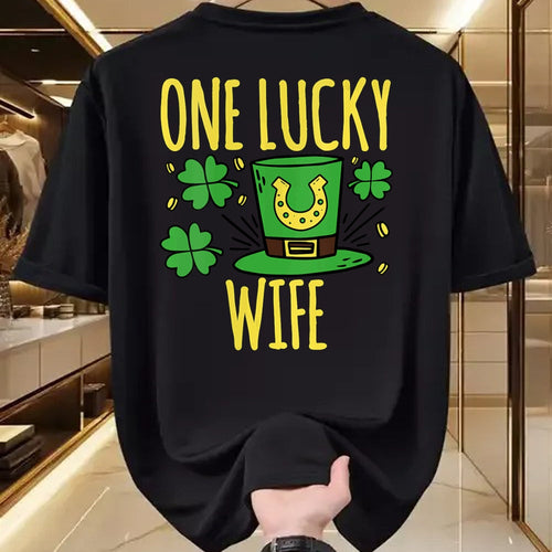 Best Wife Shirt, Wife and Husband Unisex T-Shirt/Hoodie/Sweatshirt HLT00 - Gift for wife T shirt, lucky wife   Womens One Lucky Wife St. Patrick's Day Lucky Wife V-Neck T-Shir