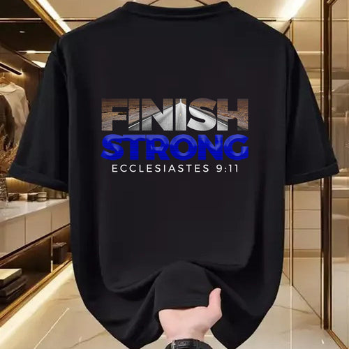Christian Tee, Christian Faith Unisex T-Shirt/Hoodie/Sweatshirt HLT00 - Finish Strong Christian Jesus Apparel T Shirt Gift Blue T-Shirt