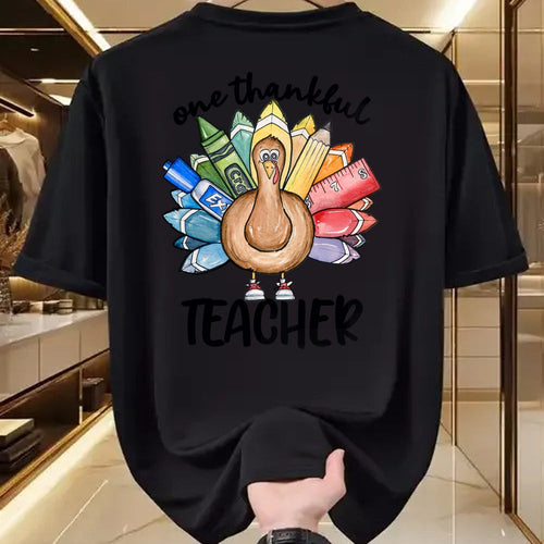 Best Thanksgiving Family Shirt , Funny Thanksgiving UnisexT-Shirt/Hoodie/Sweatshirt HLT00 - One Thankful Teacher Thanksgiving Turkey, Cute Crayon Pencil T-Shirt