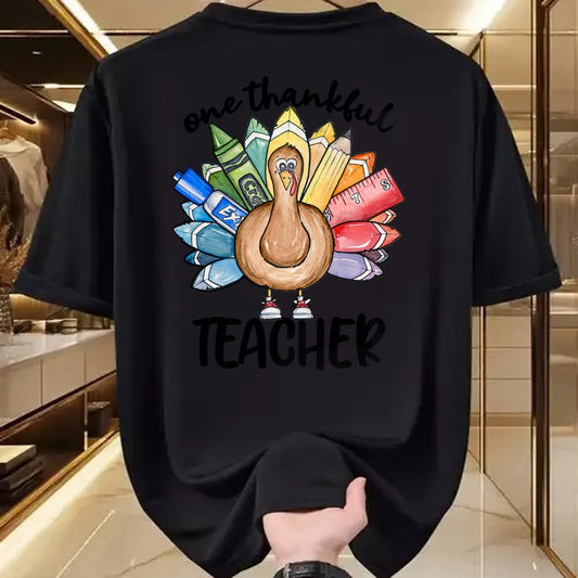 Best Thanksgiving Family Shirt , Funny Thanksgiving UnisexT-Shirt/Hoodie/Sweatshirt HLT00 - One Thankful Teacher Thanksgiving Turkey, Cute Crayon Pencil T-Shirt