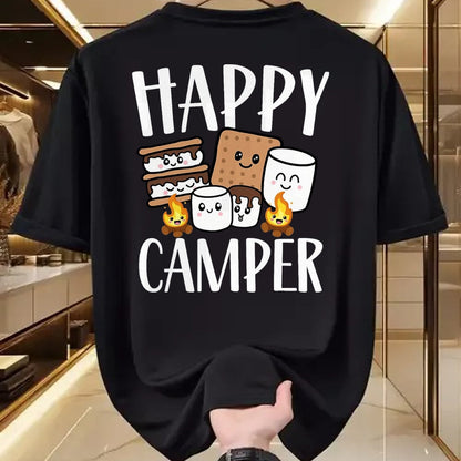Funny Camping Shirt, Gift For Camping Lover Unisex T-Shirt/Hoodie/Sweatshirt HLT00 - Kawaii Smore Happy Camper Camping Crew Trip Campfire Squad T-Shirt, Men, Black, 3X-Large