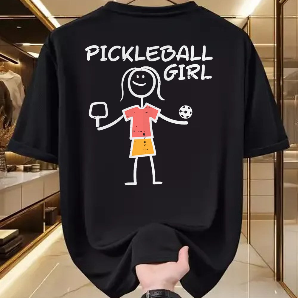 Funny Pickleball Shirt, Pickleball Lover Unisex T-Shirt/Hoodie/Sweatshirt HLT00 - Pickleball Girl Stickman Pickle Ball Women Girls Kids Youth T-Shirt