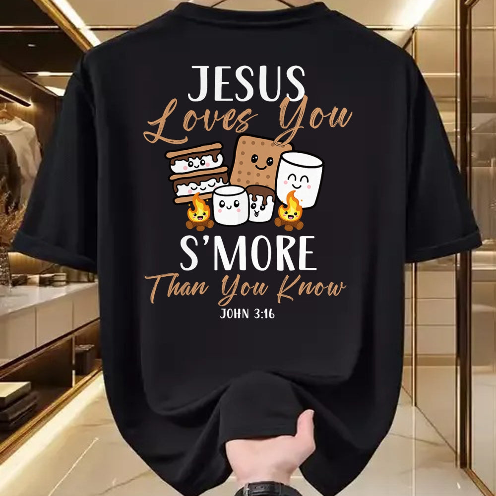 Funny Camping Shirt, Gift For Camping Lover Unisex T-Shirt/Hoodie/Sweatshirt HLT00 - Jesus Loves You S_More Christian Church Camper Camping Lover T-Shirt