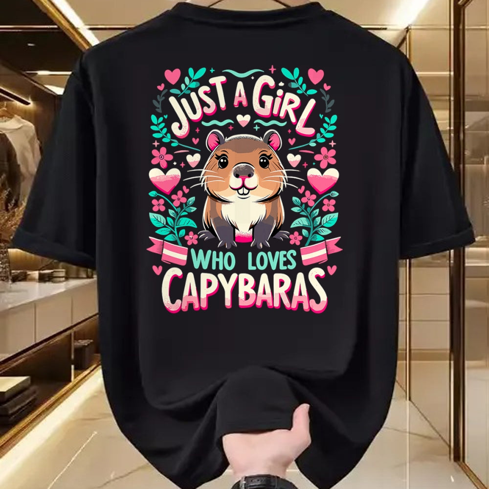 Cute Capybara Shirt, Funny Capybara Unisex T-Shirt/Hoodie/Sweatshirt HLT00 - Capybara Just a Girl who loves Capybaras T-Shirt