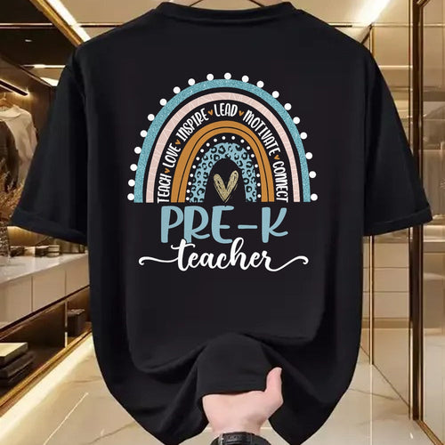 Best Student Shirt, Funny Back To School UnisexT-Shirt/Hoodie/Sweatshirt HLT00 - Pre-K Teacher Leopard Boho Rainbow Back to School T-Shirt