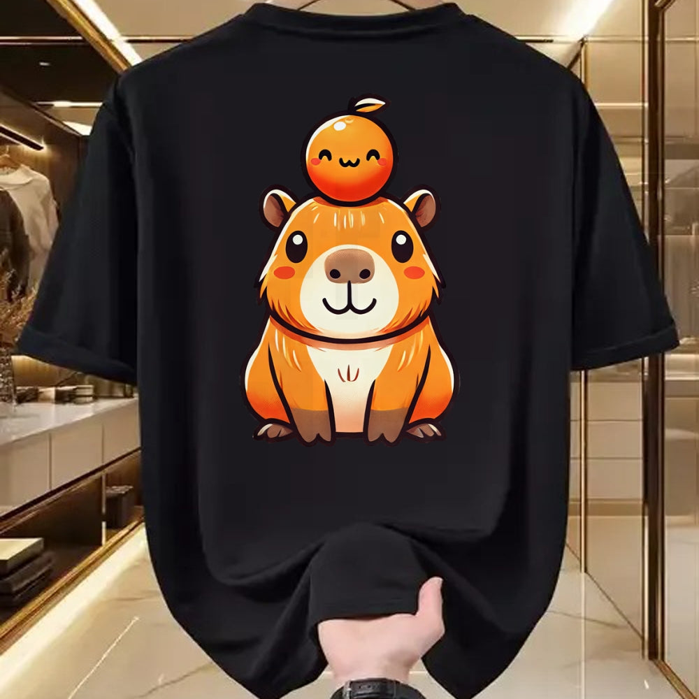 Cute Capybara Shirt, Funny Capybara Unisex T-Shirt/Hoodie/Sweatshirt HLT00 - Kawaii Capybara Orange Long Sleeve T-Shirt