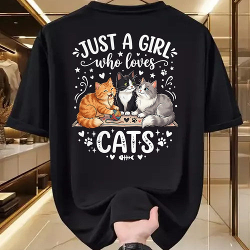 Cat Love Shirt, Funny Cat Lover Gift UnisexT-Shirt/Hoodie/Sweatshirt HLT00 - Just A Girl Who Loves Cats T-Shirt (2)