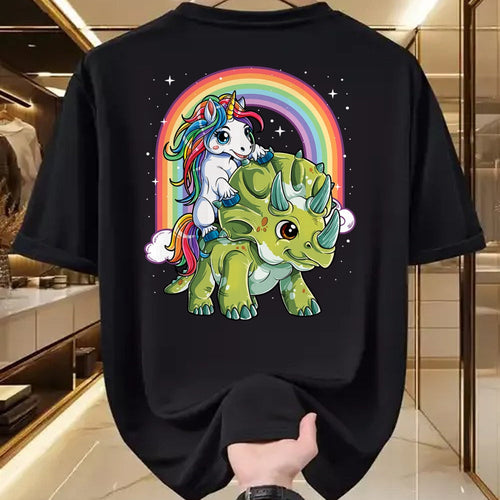 Best Dinosaur Lover Shirt, Funny Dinosaur UnisexT-Shirt/Hoodie/Sweatshirt HLT00 - Unicorn Riding Dinosaur Triceratops Funny Boys Girls Rainbow T-Shirt Small