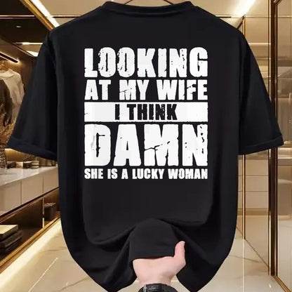 Best Wife Shirt, Wife and Husband Unisex T-Shirt/Hoodie/Sweatshirt HLT00 - Gift for wife T shirt, lucky wife   She is a Lucky Woman - Anniversary Gift - Wife & Husband Tank To