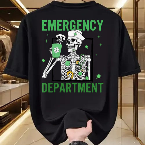 Patrick Day Shirts for Family, Funny Patrick Day shirts, st patrick's day Unisex T-Shirt/Hoodie/Sweatshirt HLT00 - Skeleton Emergency Department Coffee ER Nurse St Patrick Day T-Shirt (1)