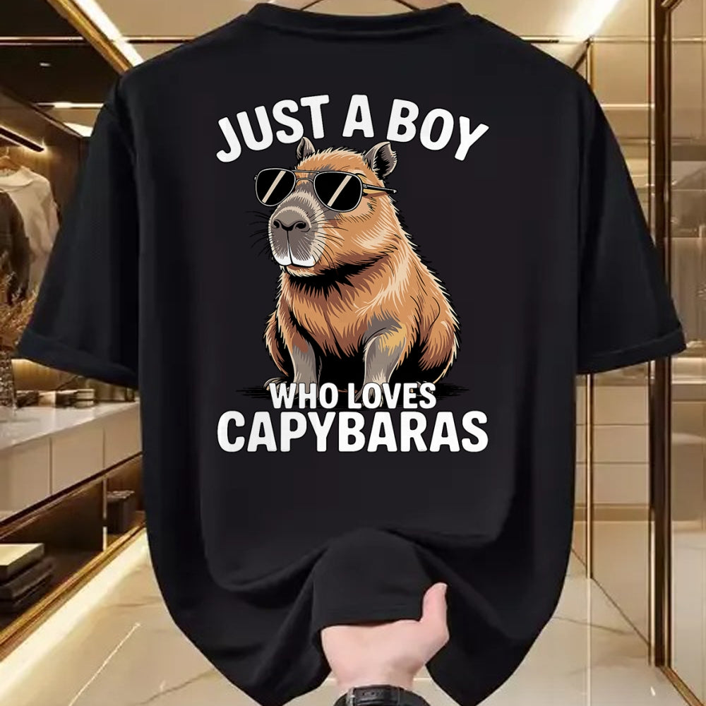 Cute Capybara Shirt, Funny Capybara Unisex T-Shirt/Hoodie/Sweatshirt HLT00 - Just a Boy who Loves Capybaras T-Shirt (1)