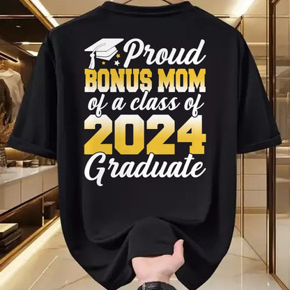 Gift for Mom Shirt, Funny Mom Unisex T-Shirt/Hoodie/Sweatshirt HLT00 - Proud Bonus Mom of a Class Of 2024 Graduate Senior Family T-Shirt